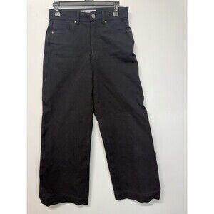 MM Lafleur Milo Wide Leg Pant Black Jean Stretch High Rise Organic Cotton Sz 4